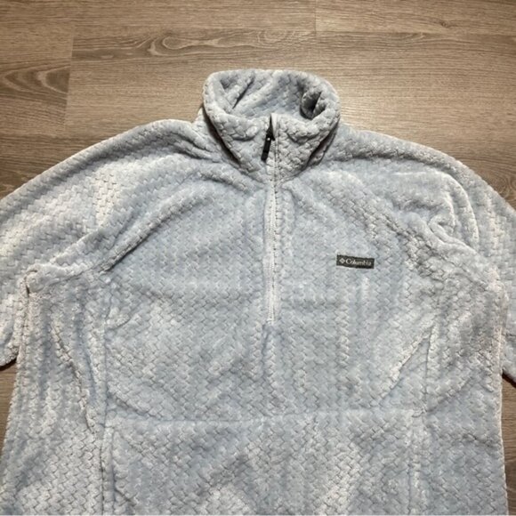 Columbia Fleece Sweater Tall Neck Light Blue XXL Teddy Bear Gorpcore Outdoors - Picture 8 of 9